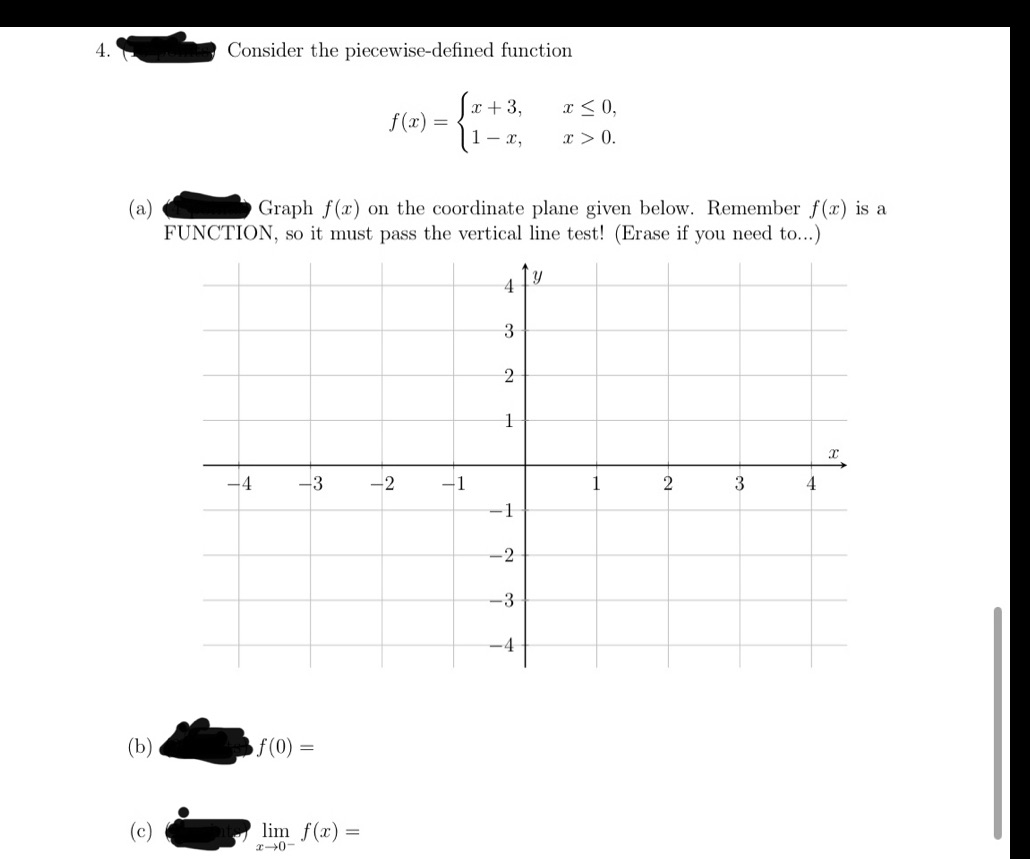 1-x, x > 0. (a) Graph f(x) on the coordinate plane given