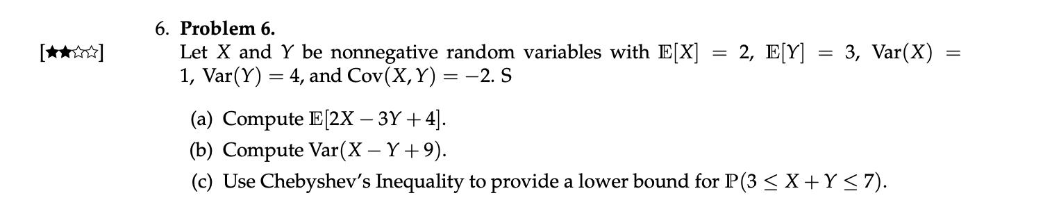  6. Problem 6. Let X and Y be nonnegative random variables