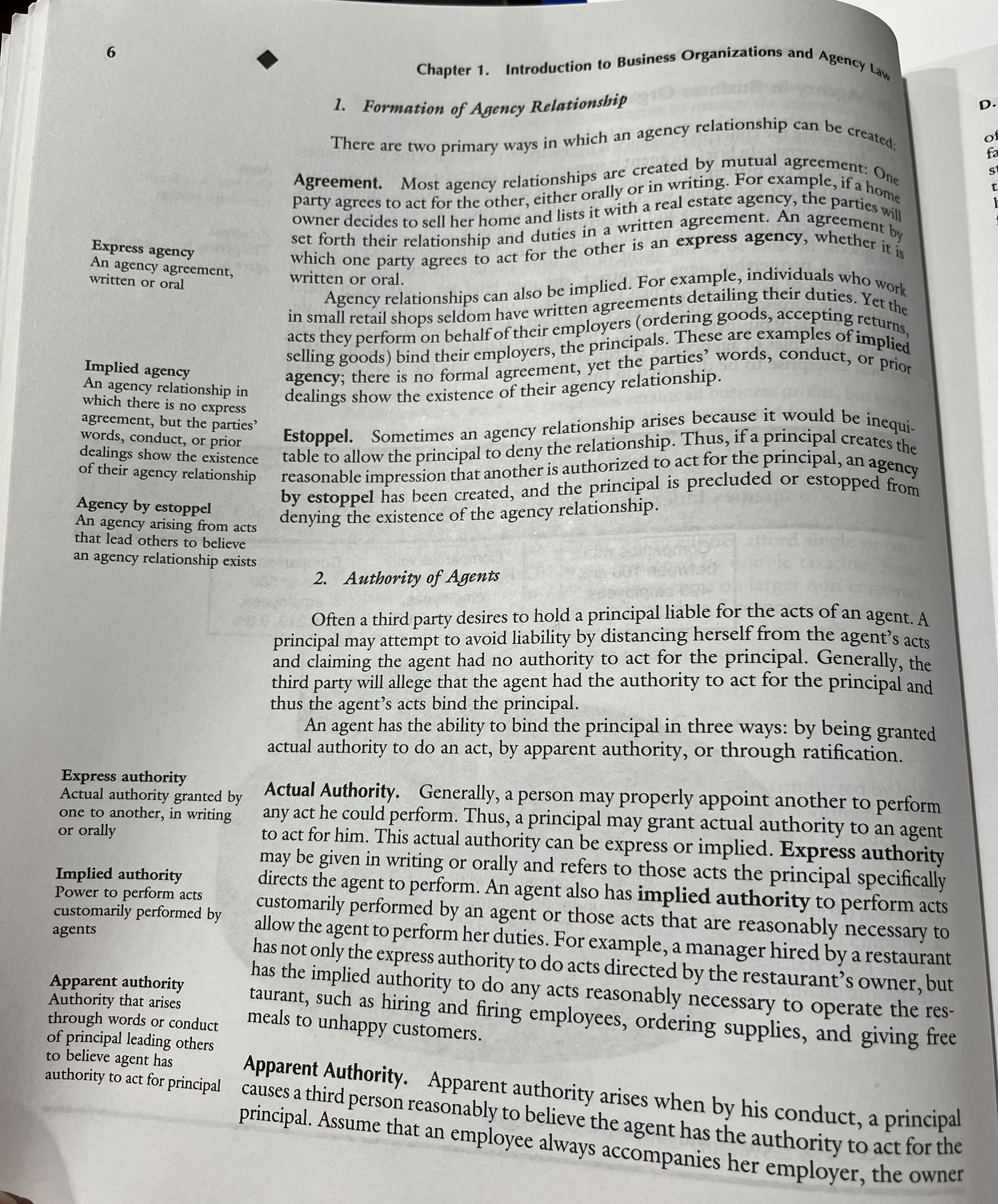 Chapter 1. Introduction to Business Organizations and Agency Law organization was unaware