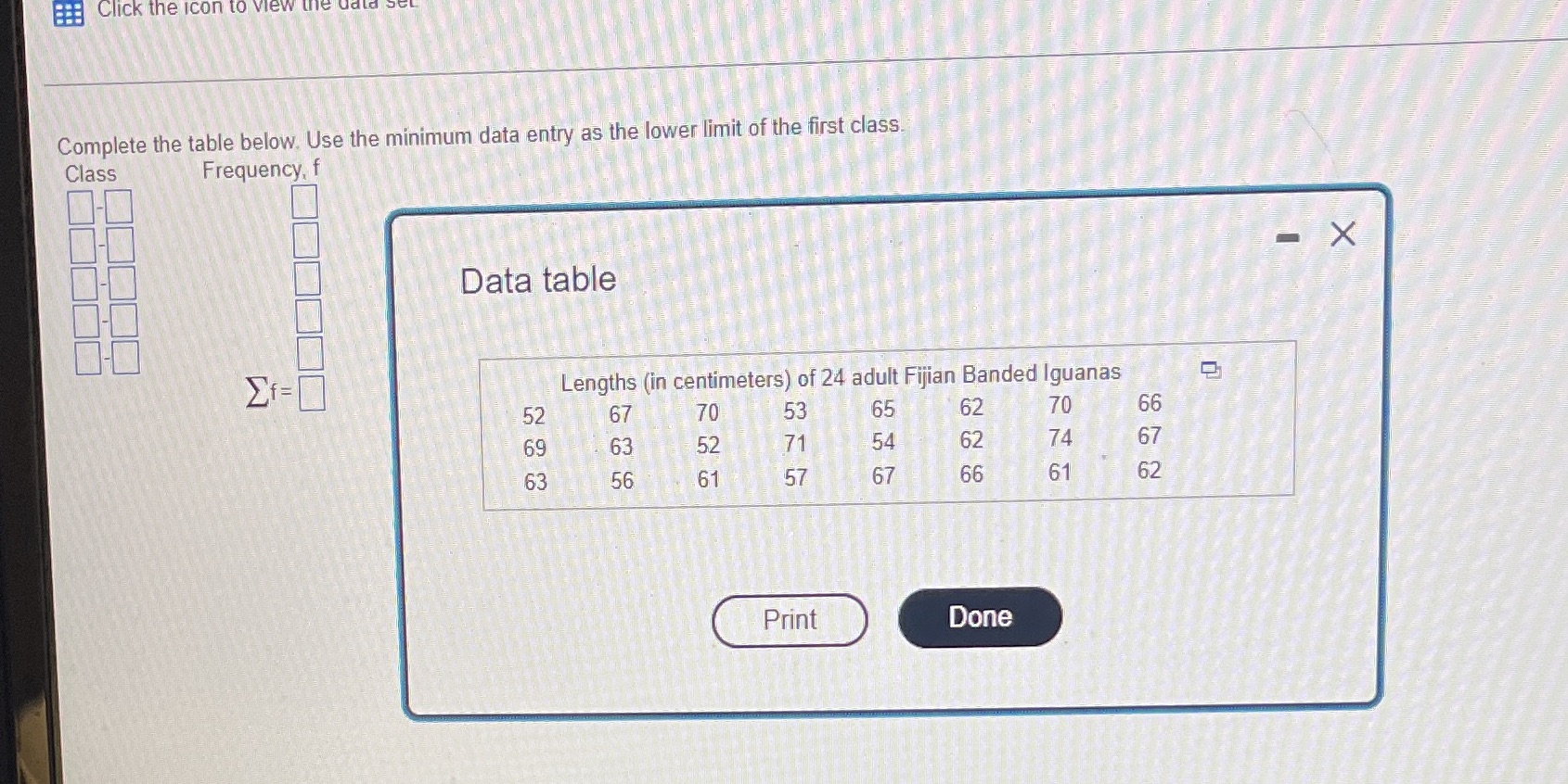  Click the icon to view the data Complete the table below.