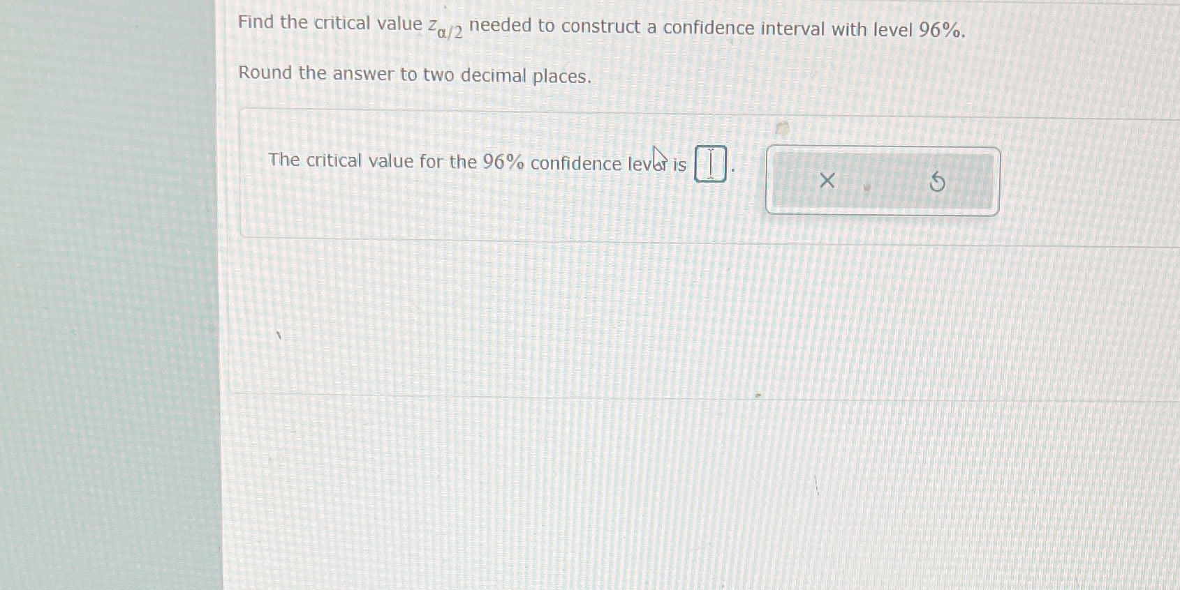 interval with level 96%. Round the answer to two decimal places. The