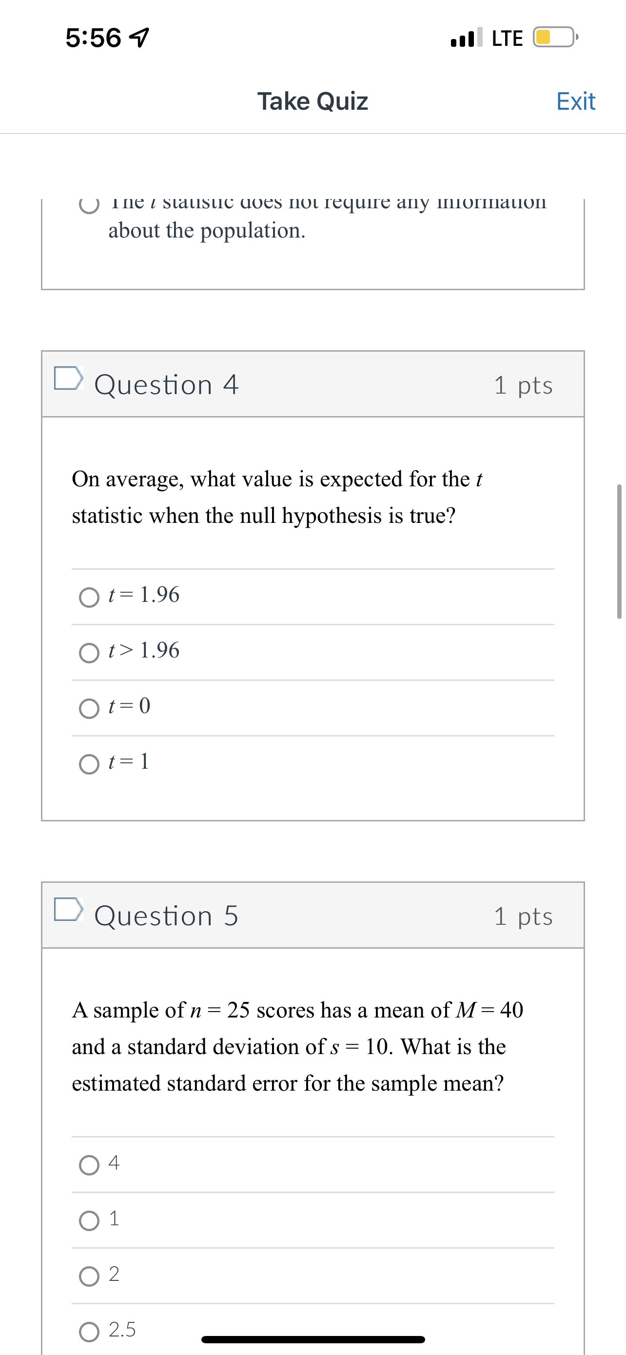 mean 0 The value of the sample variance or standard deviation D