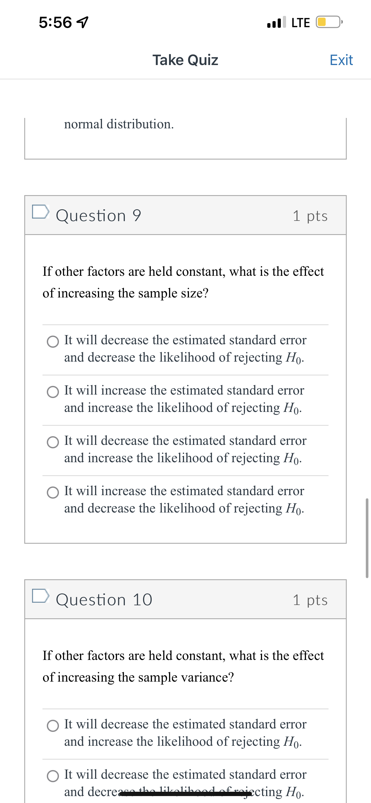 to test a null hypothesis about a population, what information is needed
