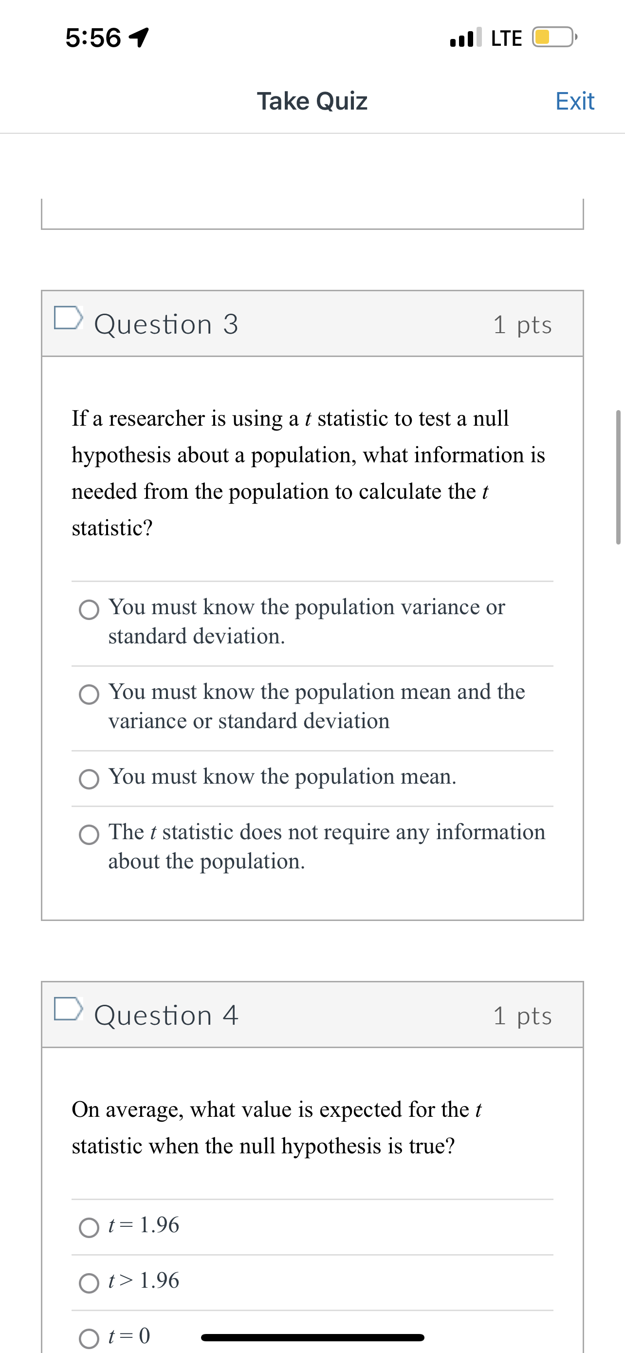 statistic? Q You must know the population variance or standard deviation. 0
