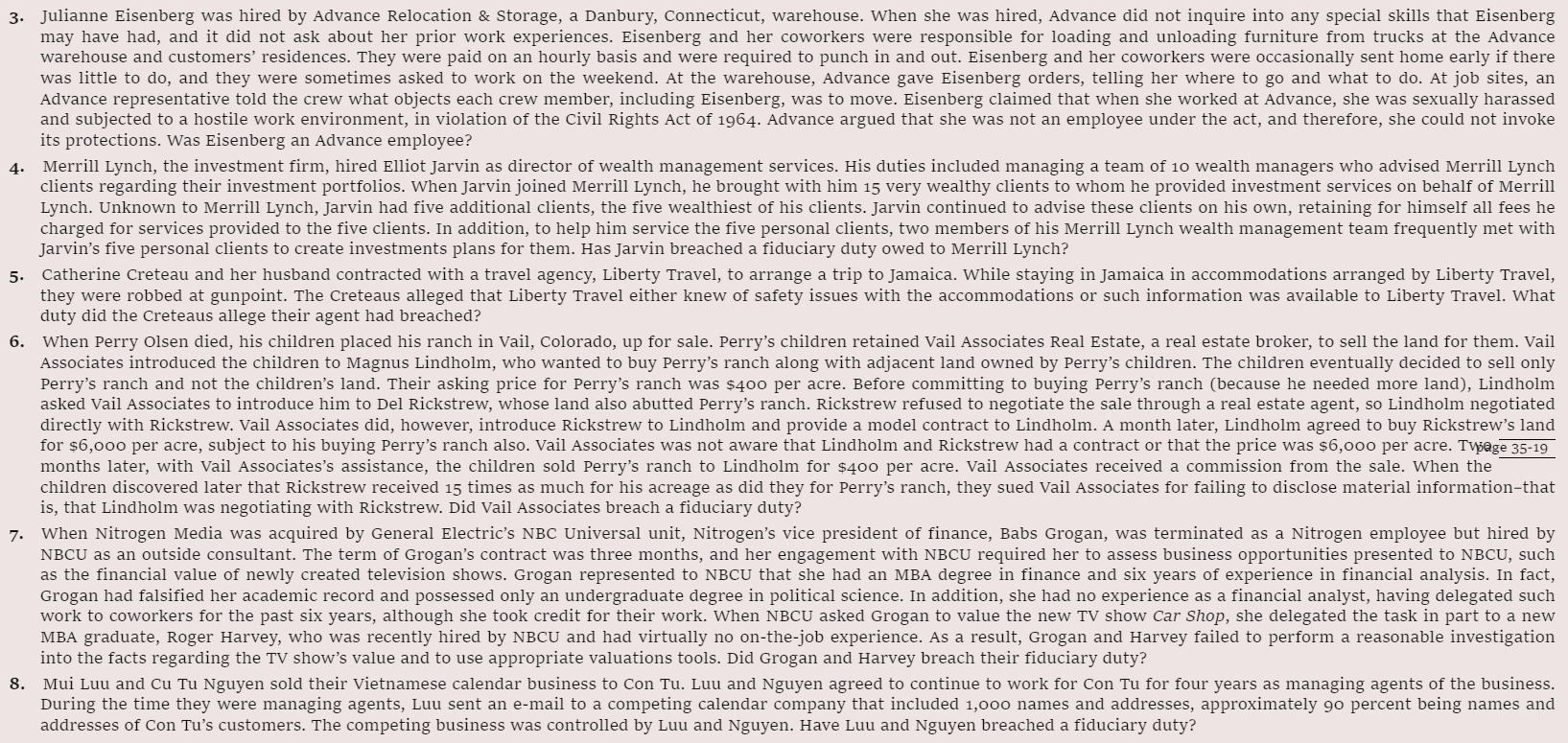 CH35: The Agency RelationshipI need help with the problem 3,4, and