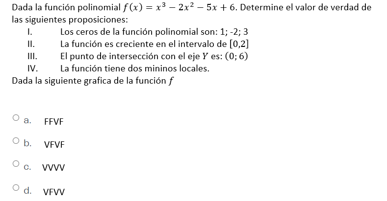 Dada la funci6n polinomial f (x) = x 3 2x2 5x +