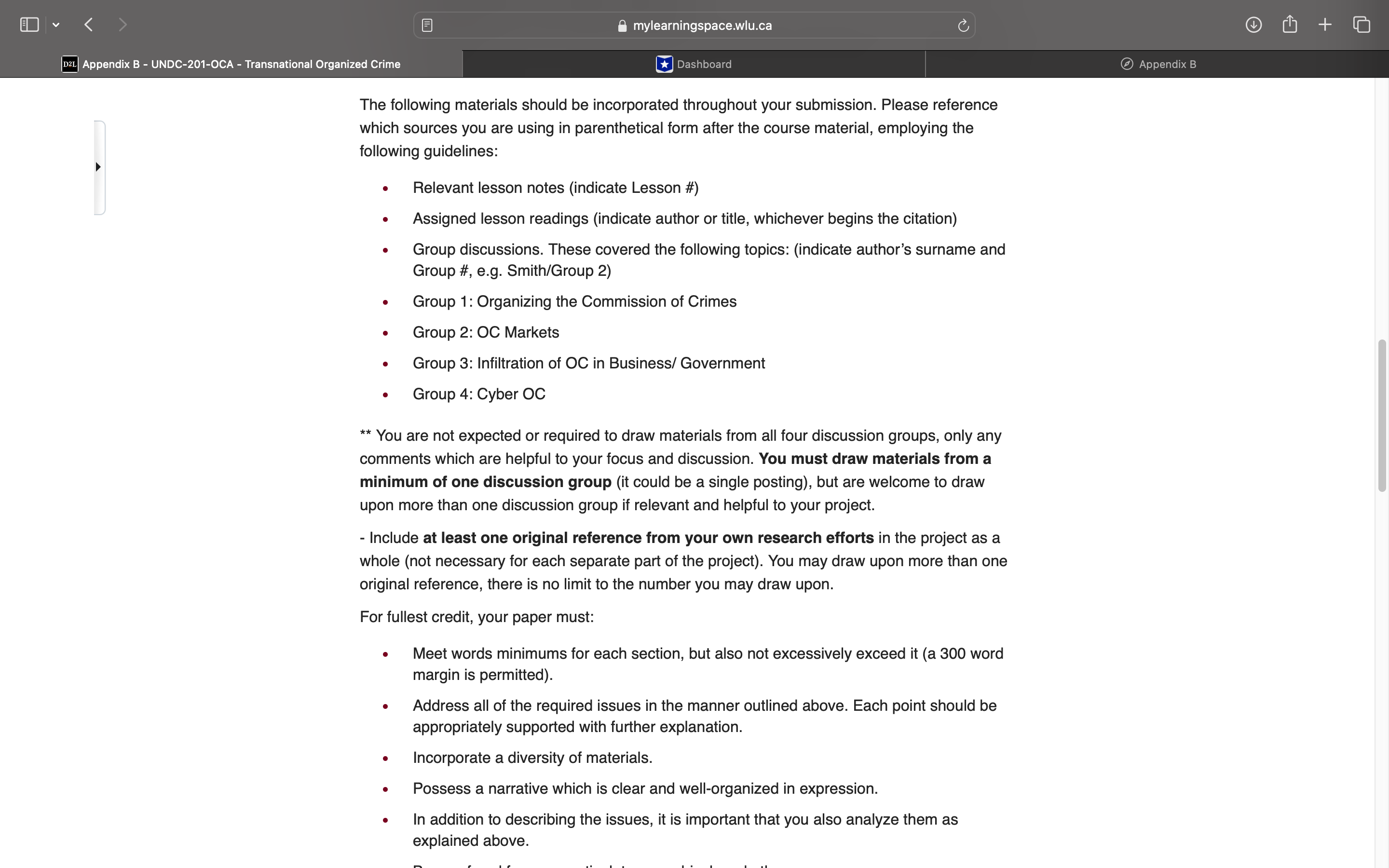 The final project is a 1200 words minimum (1500 words maximum) paper