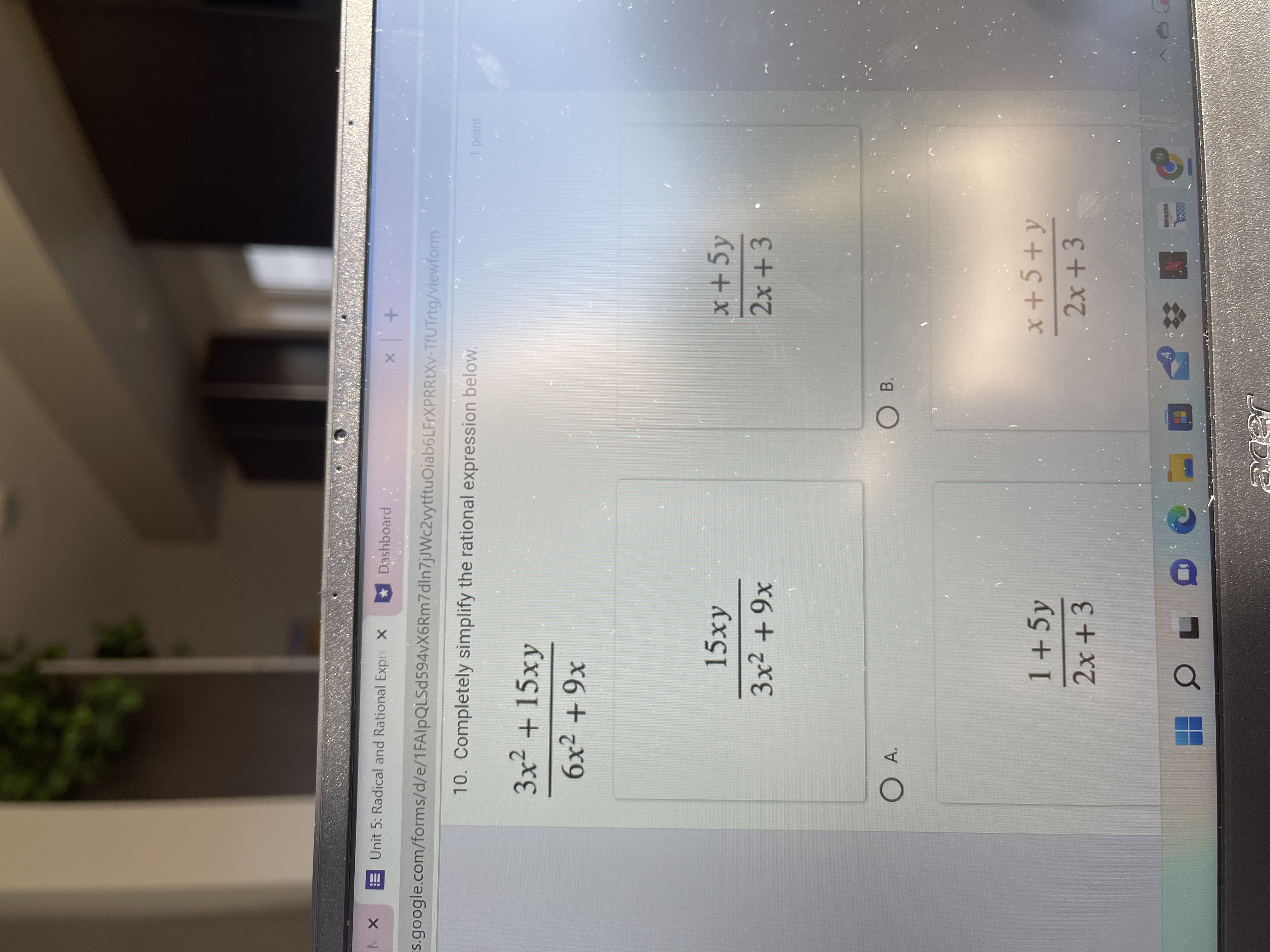 16838 acerX Unit 5: Radical and Rational Expre X Dashboard x +