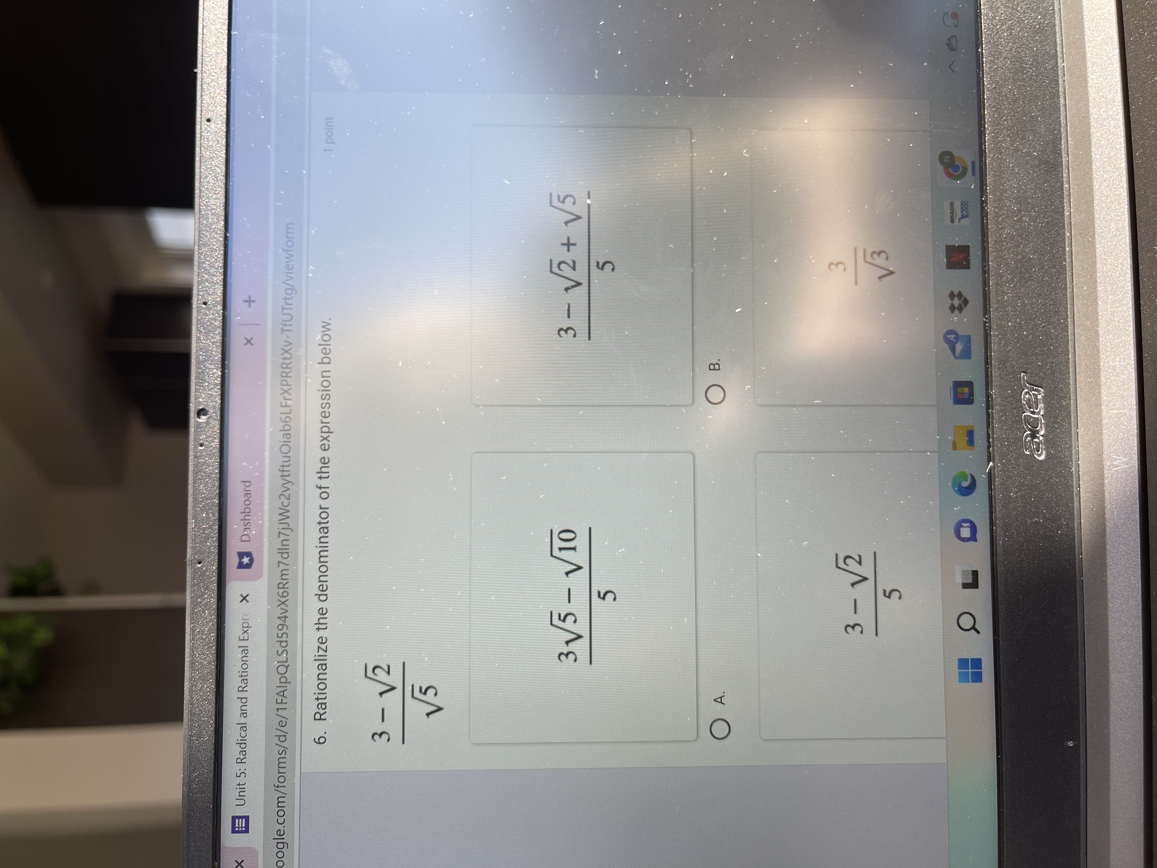 in order to rationalize the denominator of the expression? 3x +1 V3x
