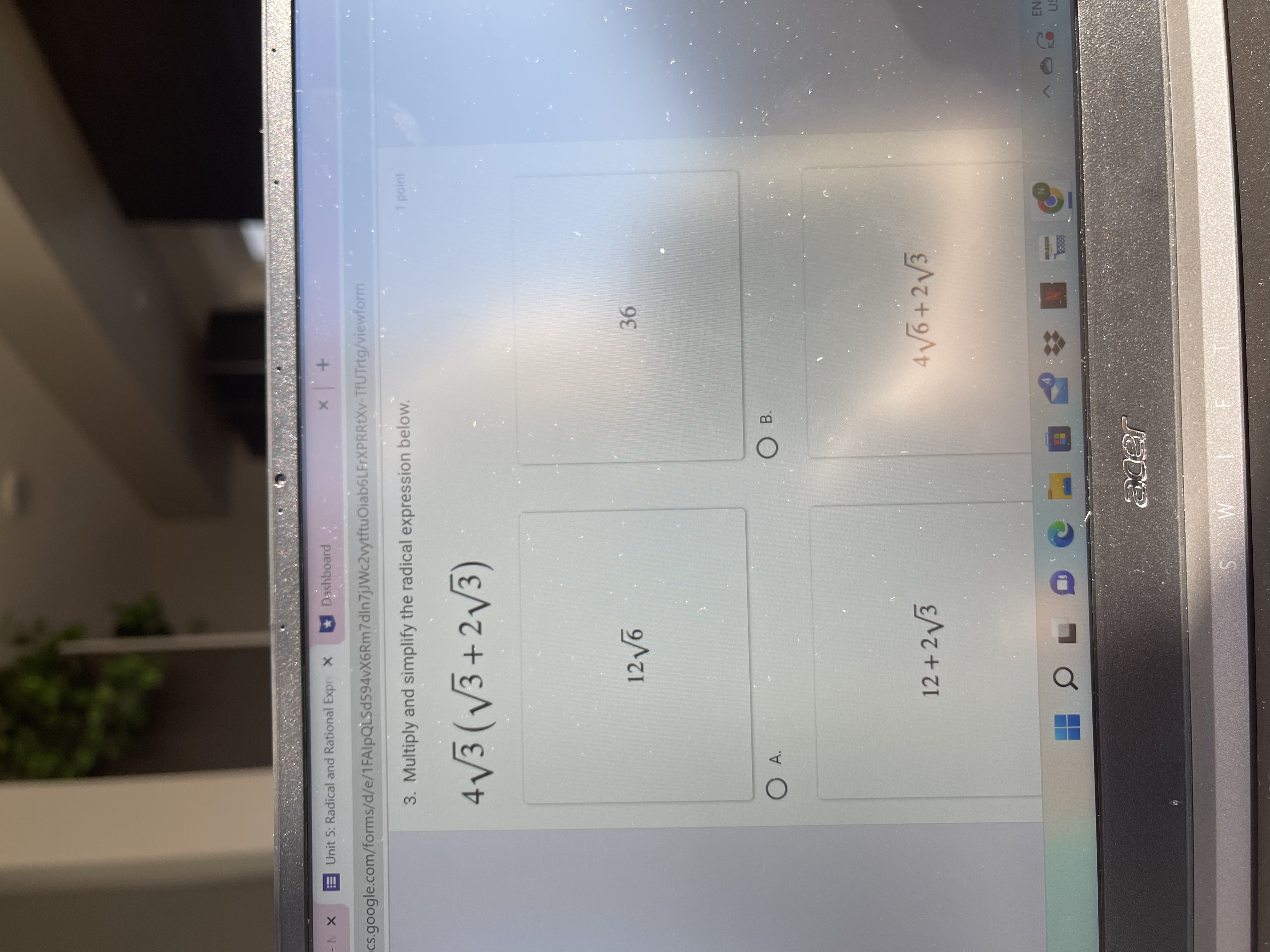 1 point best describes the type and number of solutions it has.