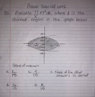  Please show all work Evaluate [J XY da, where D is