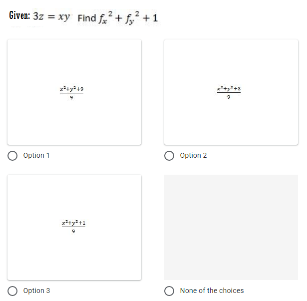 + 1 x'ty'+9 x3+y3+3 9 9 O Option 1 O Option 2