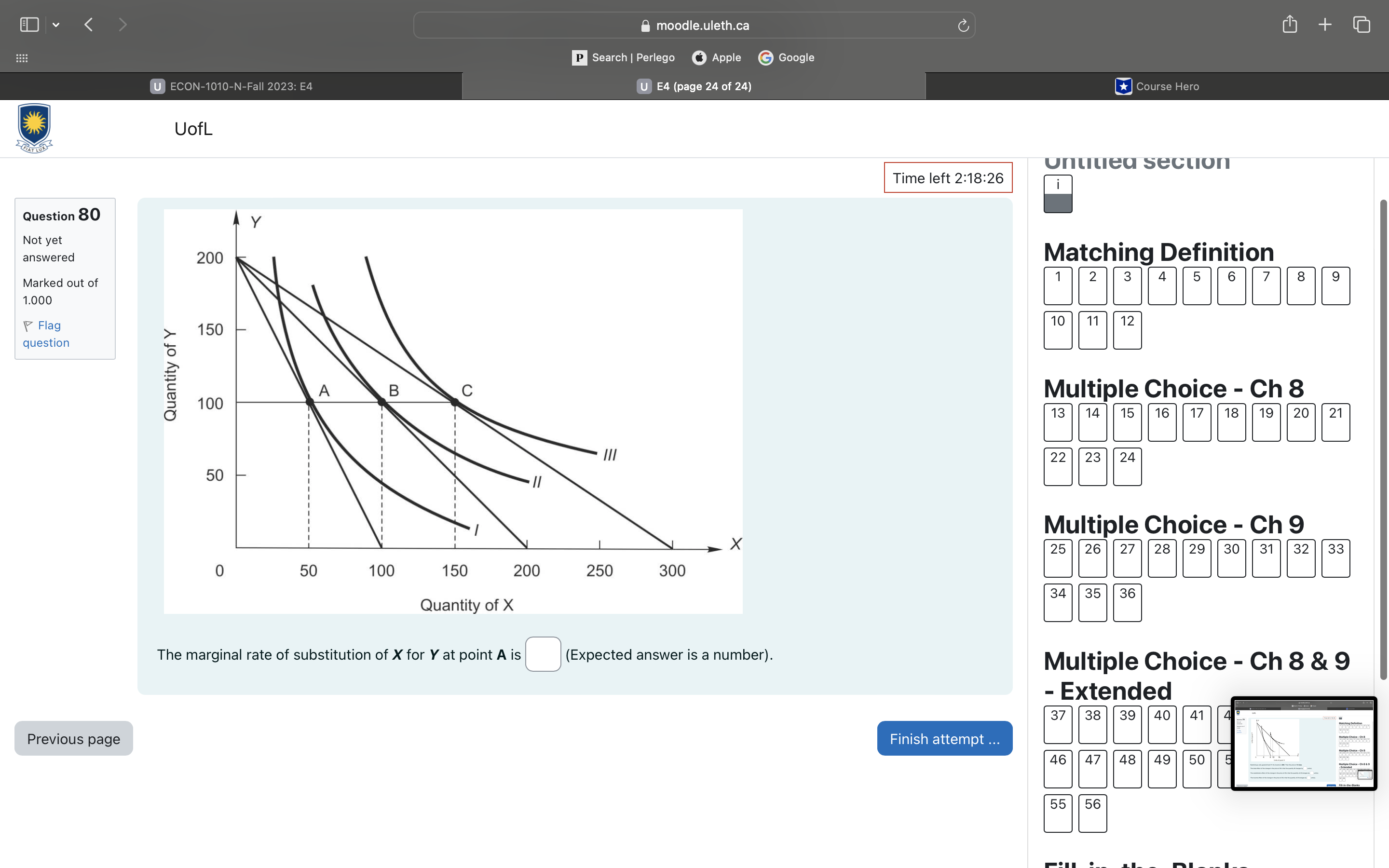 the consumer has $190 to spend on X and Y, the utility-maximizing