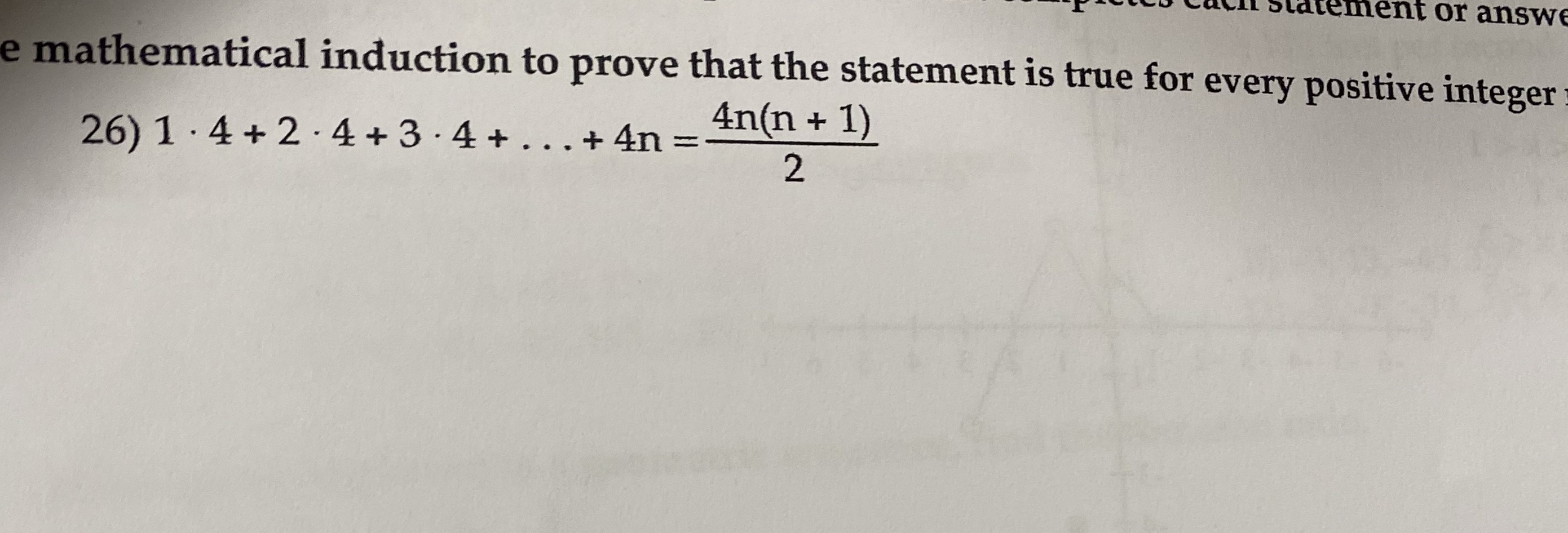  i statement or answe e mathematical induction to prove that the