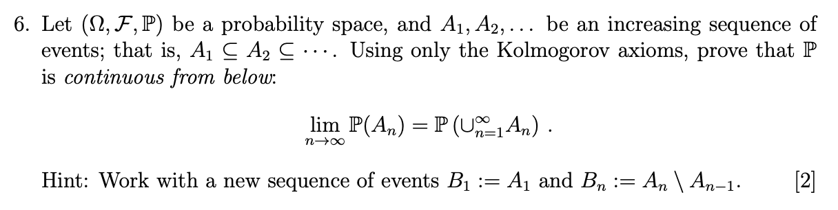  6. Let (9,]: , I?) be a probability space, and 141,142,