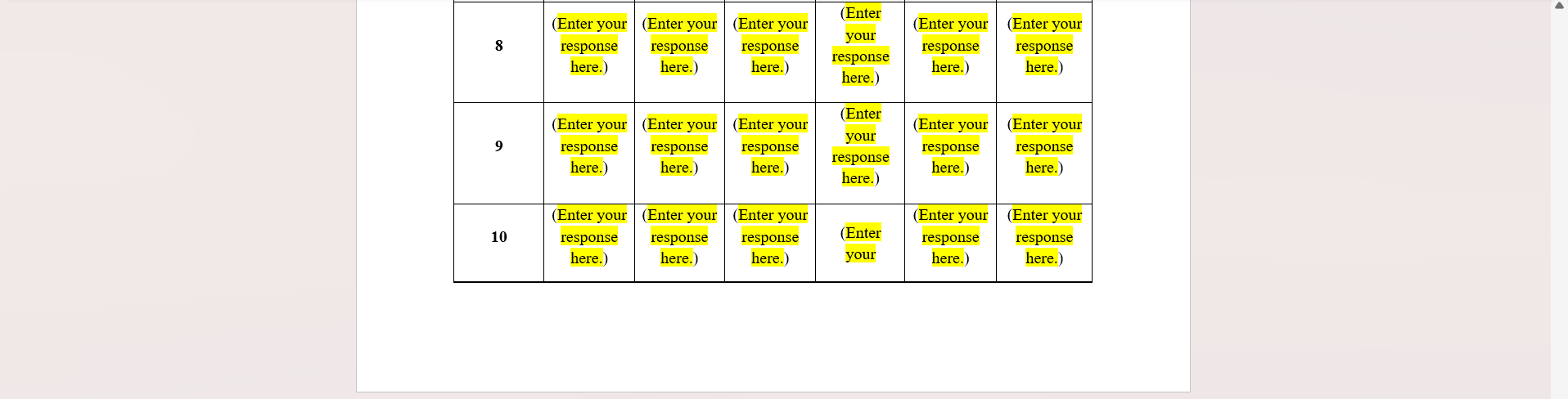 your (Enter your (Enter your (Enter your Enter your your 7 response