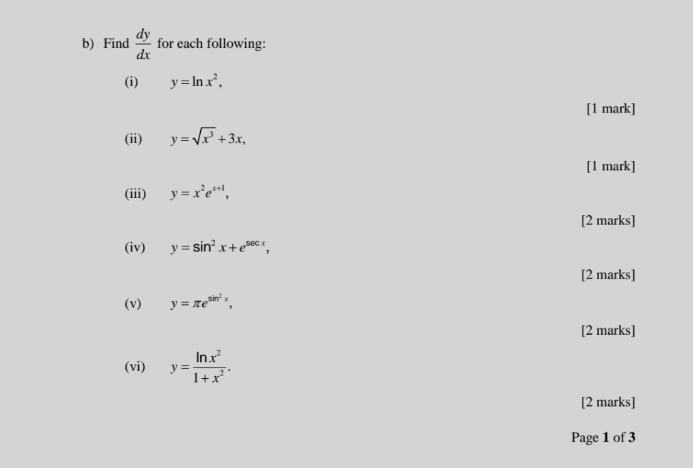 question 1b please answer this question b) Find ay for each