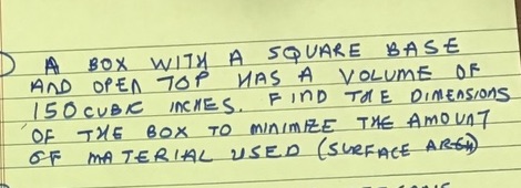 A BOX WITH A SQUARE BASE AND OPEN TOP HAS A