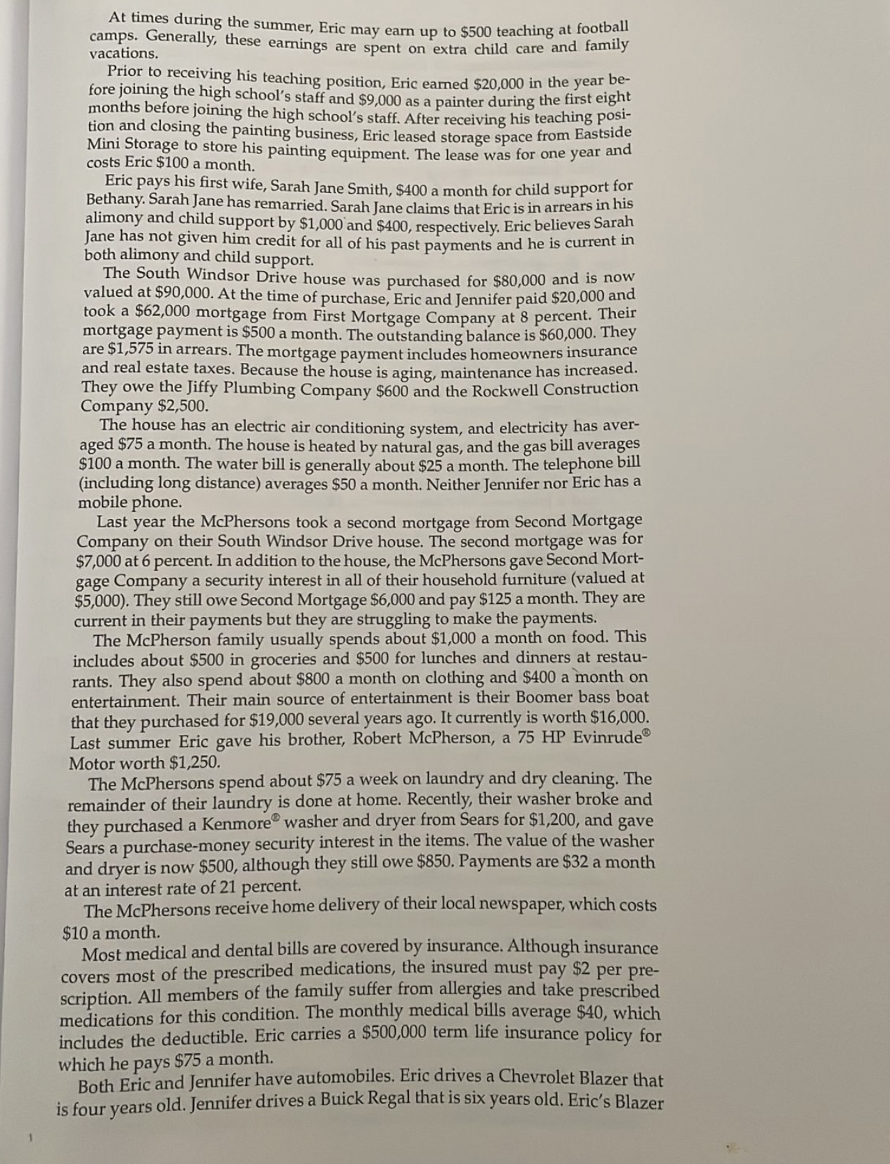 SECTION 1 The Debtor-Client PROBLEM 4.5 For the purpose of illustrating a