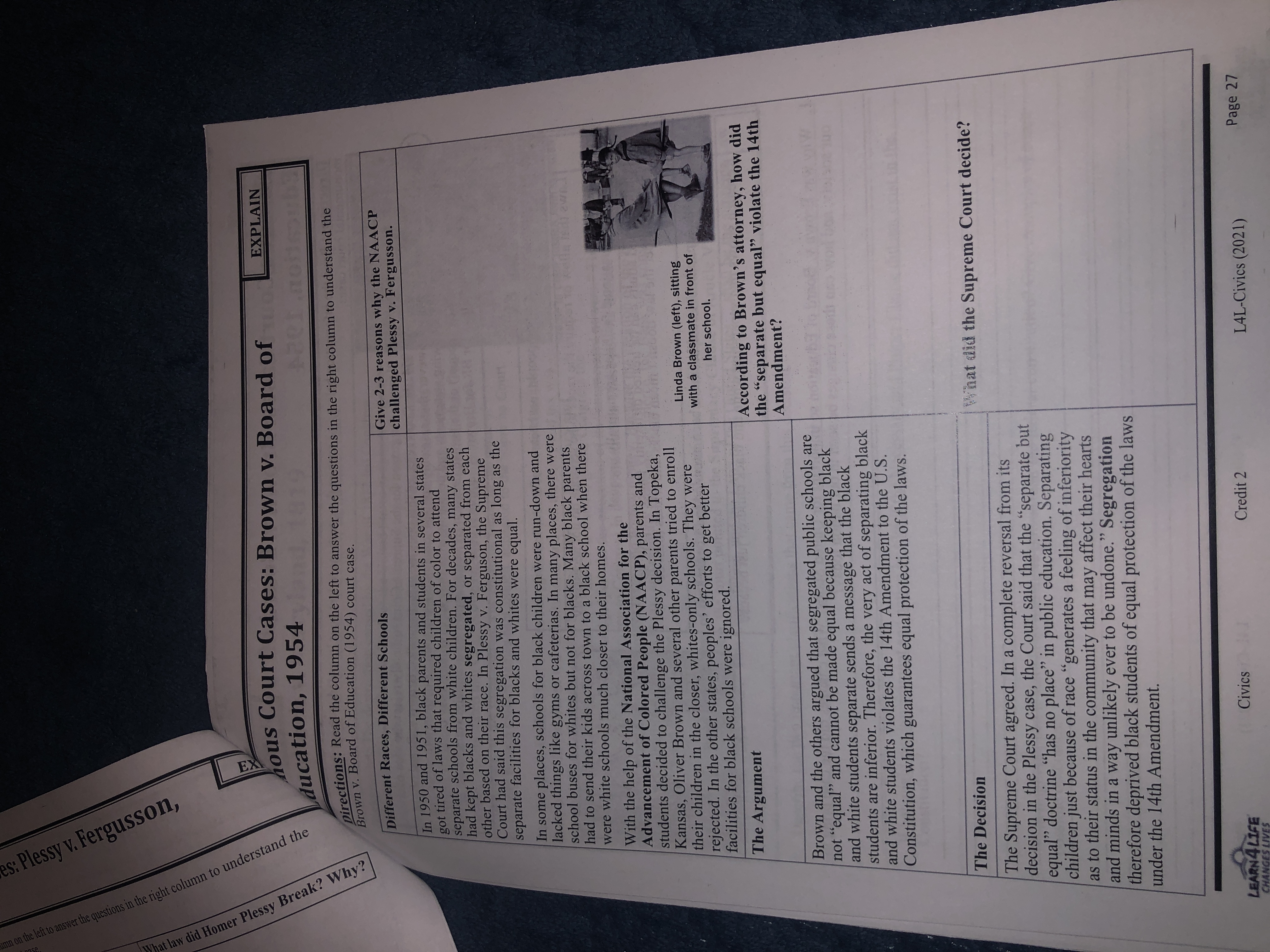 , and wate spreads. First Amendment Court Cases ELAB Directions: Read each