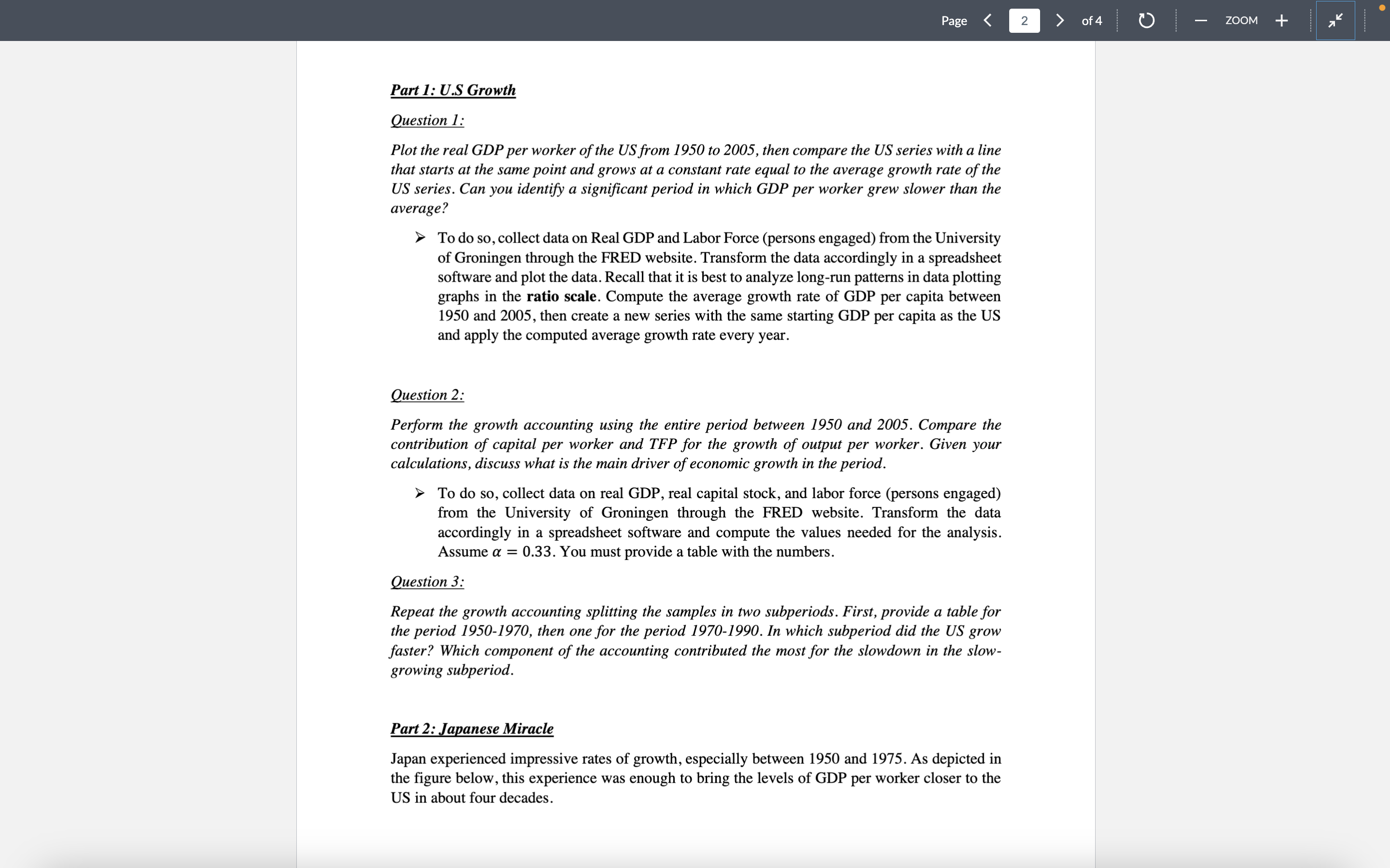 US series. Can you identify a significant period in which GDP per