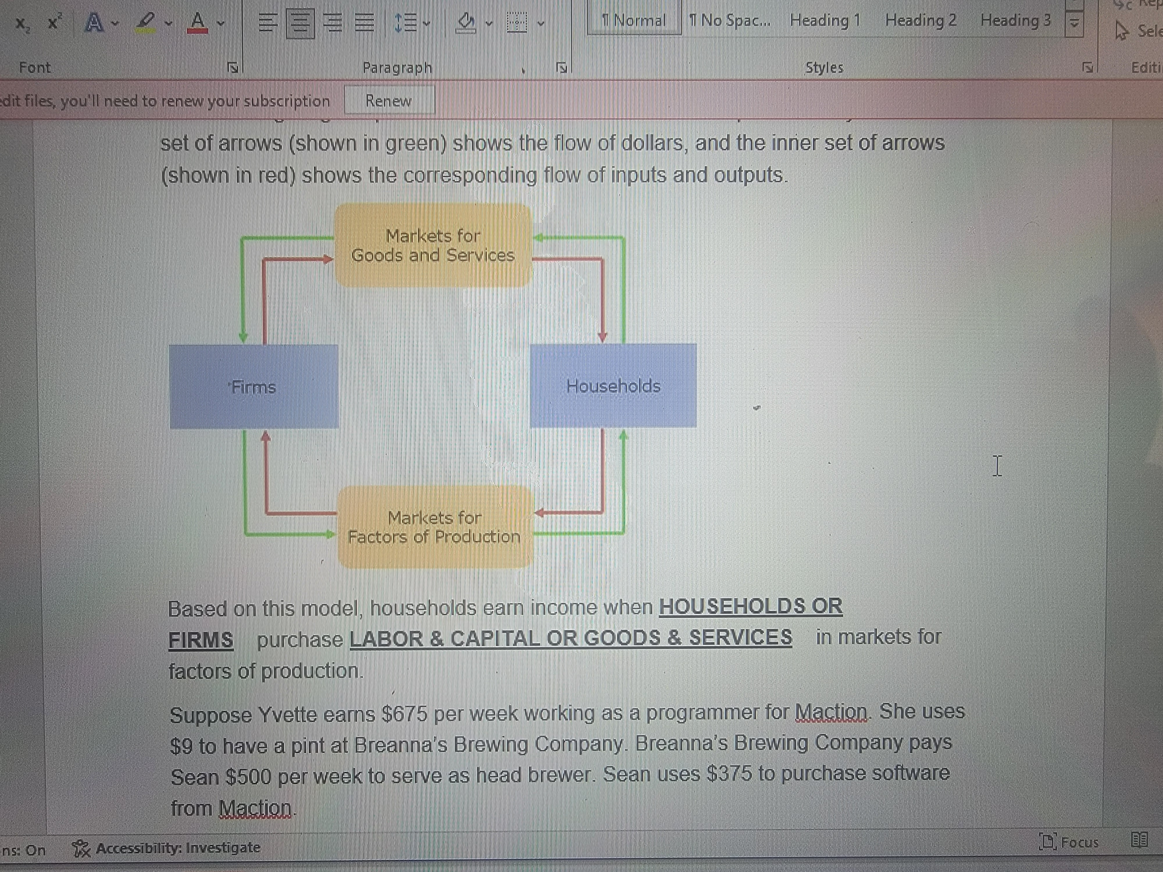 presents a circular-flow model of a simple economy. The outer set of