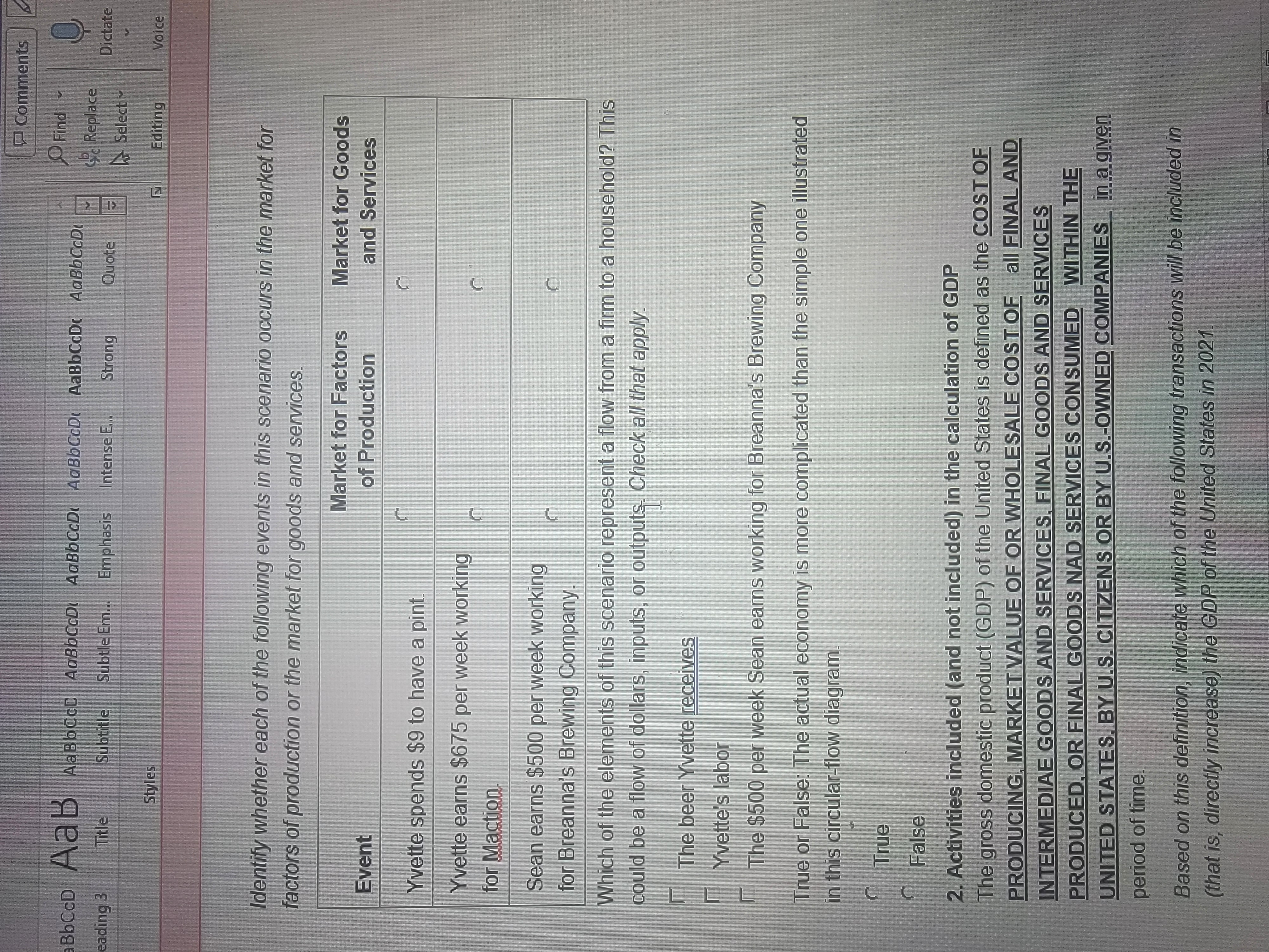 arrows (shown in green) shows the flow of dollars, and the inner