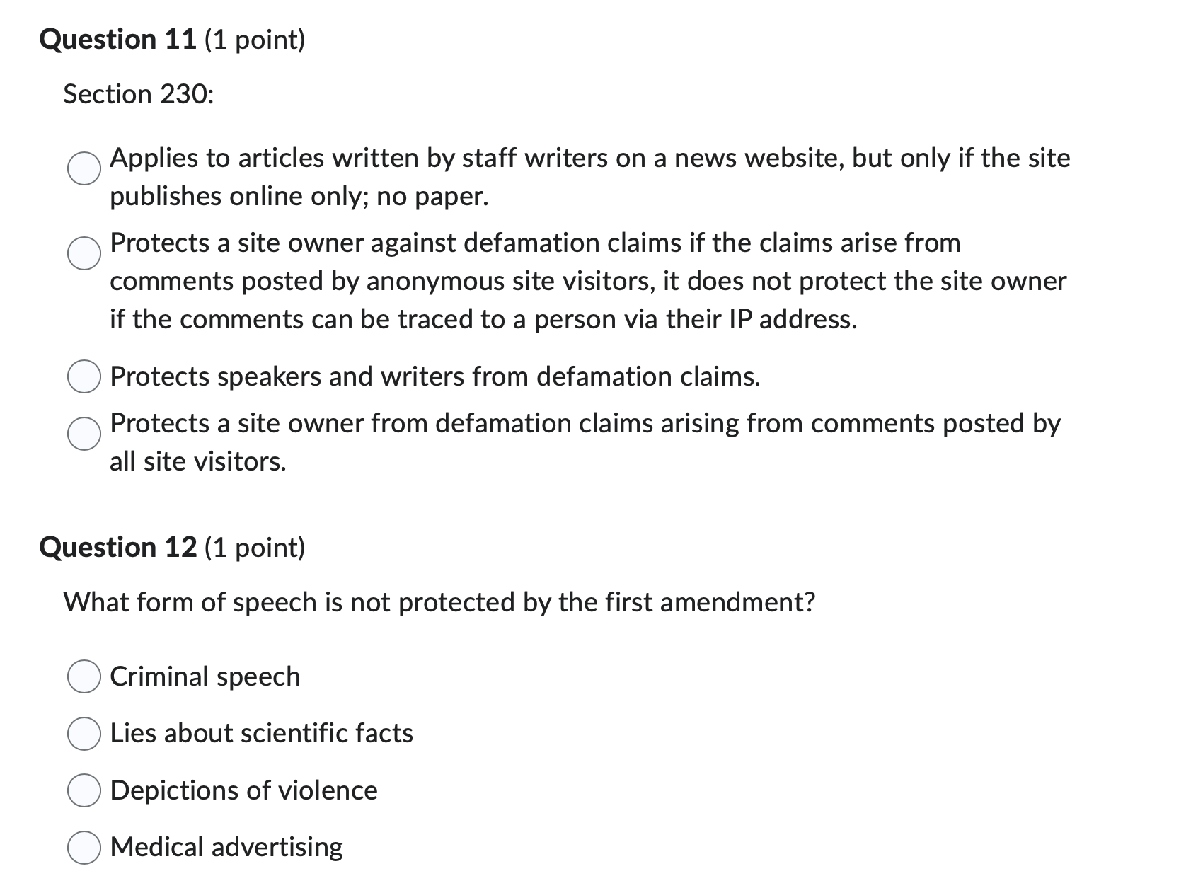 on a defamation claim. Q Are immune from claims of defamation. Question