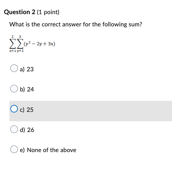 the following sum in summation notation? Xzy4 + X3V6 + X4Ve +