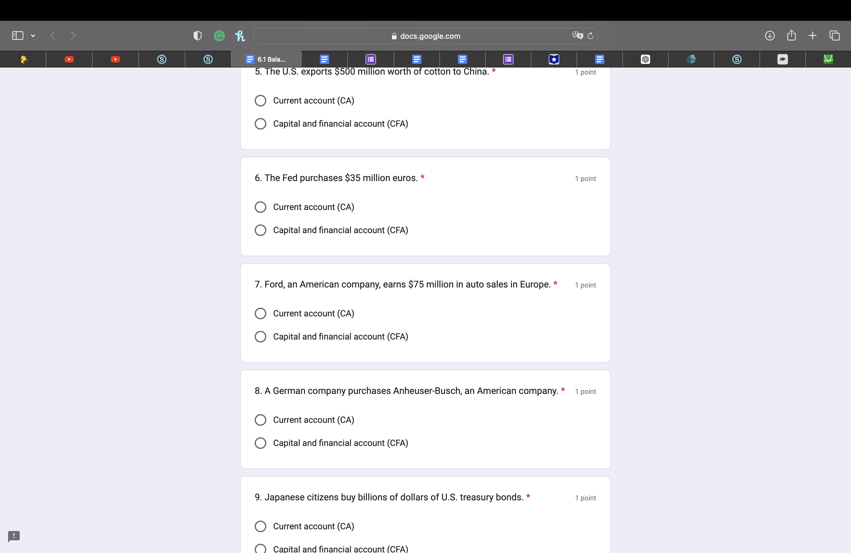 * 1 point Your answer 10. Calculate investment spending. Show your work.
