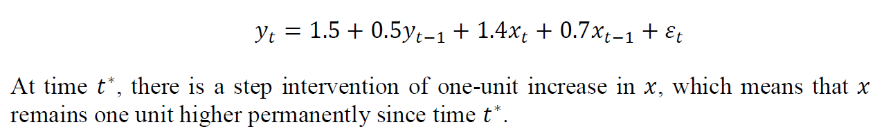 1.4xt + 0.7xt-1 + &t At time t*, there is a step
