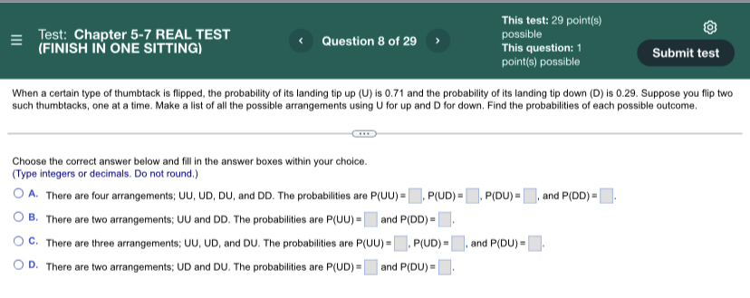 likelihood Of 3 or more inches Of Snow. Choose the correct graph