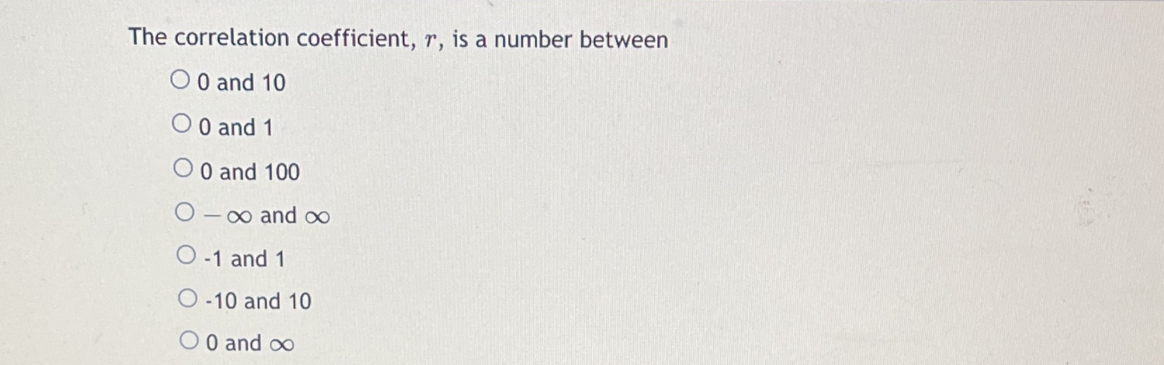 The correlation coefficient, r, is a number between O 0 and