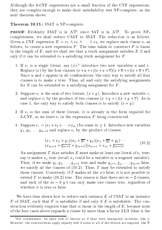 NP-complete", which is formally proved in "Theorem 10.15" in the textbook. Specifically,