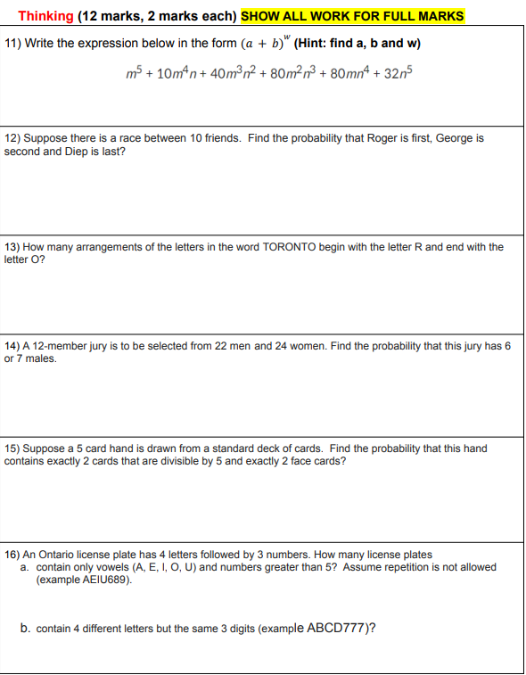 11) Write the expression below in the form (a + b) w