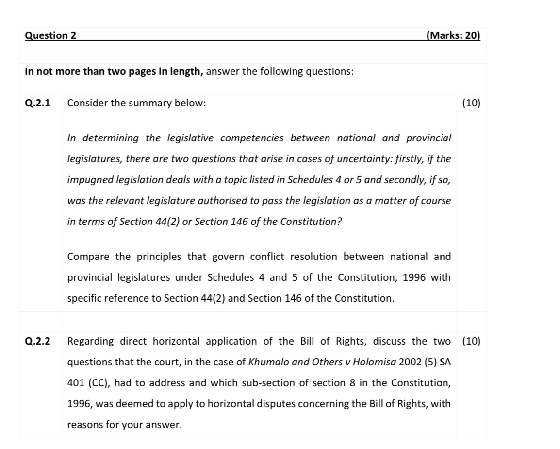  Question 2 [Marks: 20! In not more than two pages in