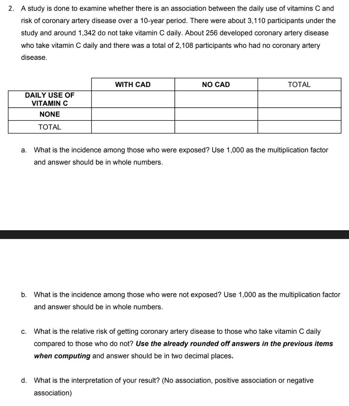What is the incidence among those who were not exposed? Use 1,000