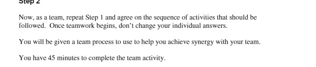 Step 2 Now, as a team, repeat Step 1 and agree
