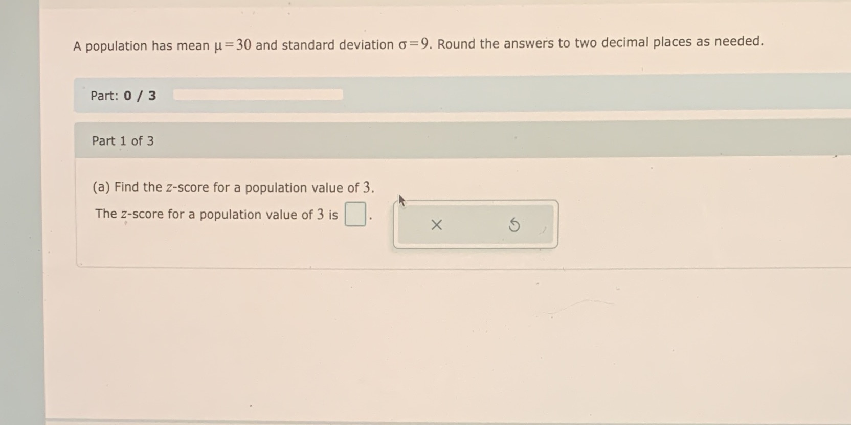 Round the answers to two decimal places as needed. Part: 0 /
