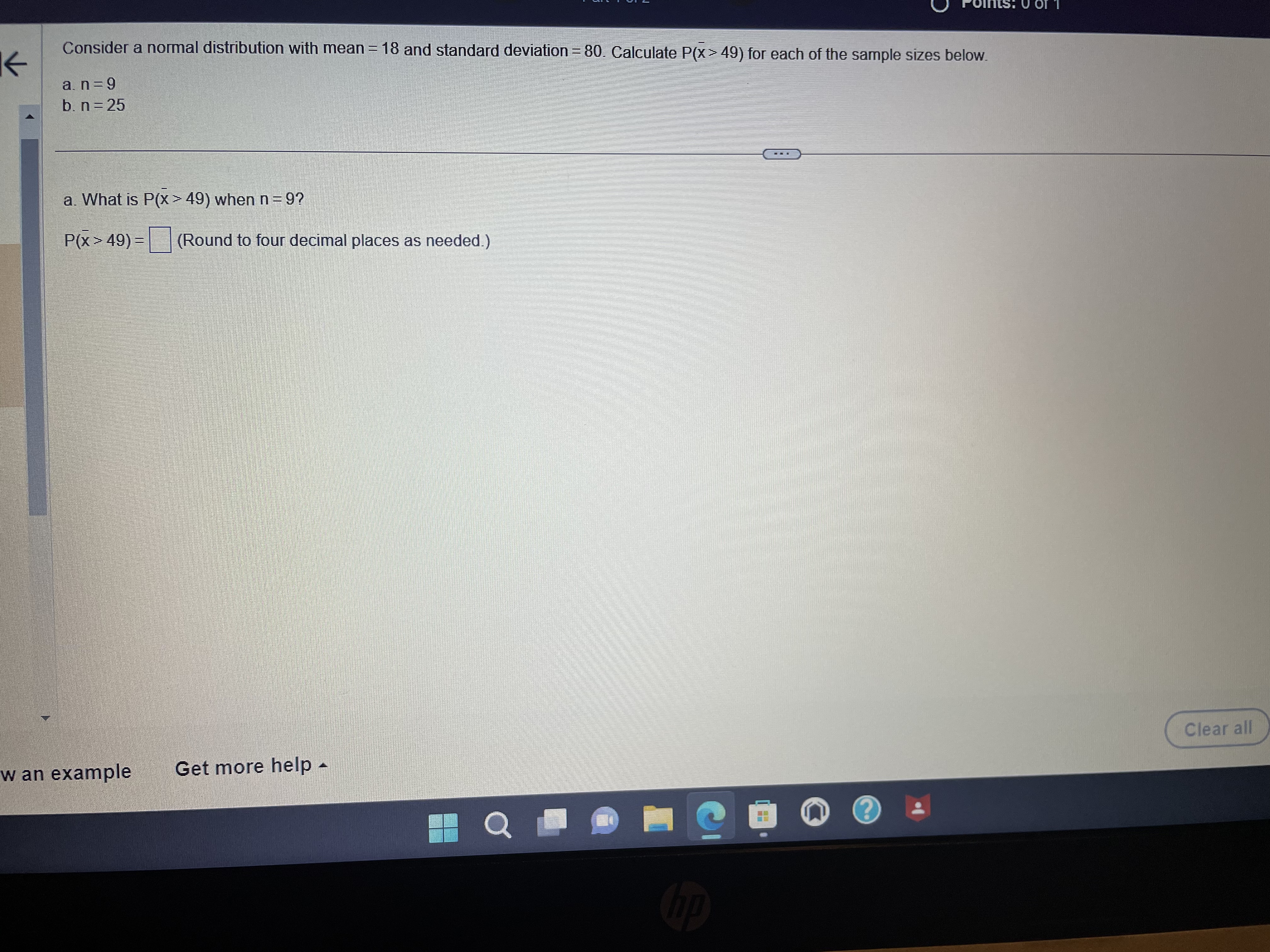 Consider a normal distribution with mean = 18 and standard deviation