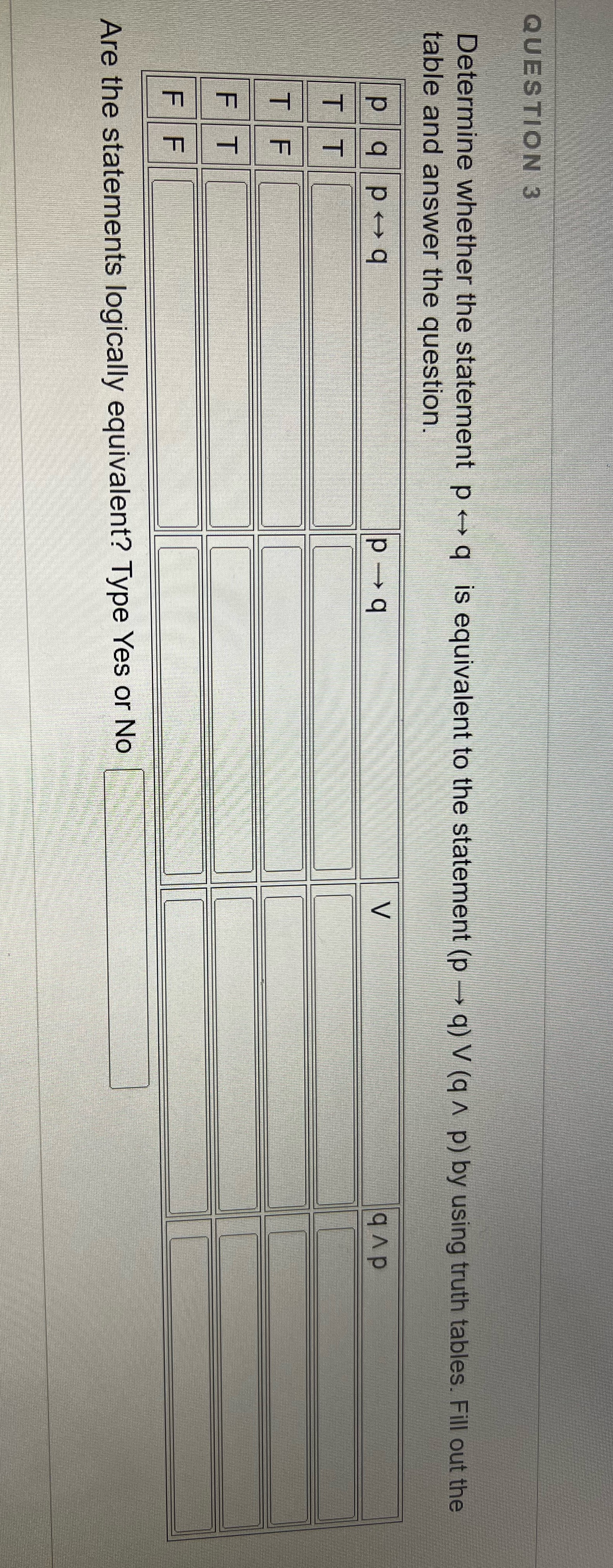 - q is equivalent to the statement (p - q) V (q