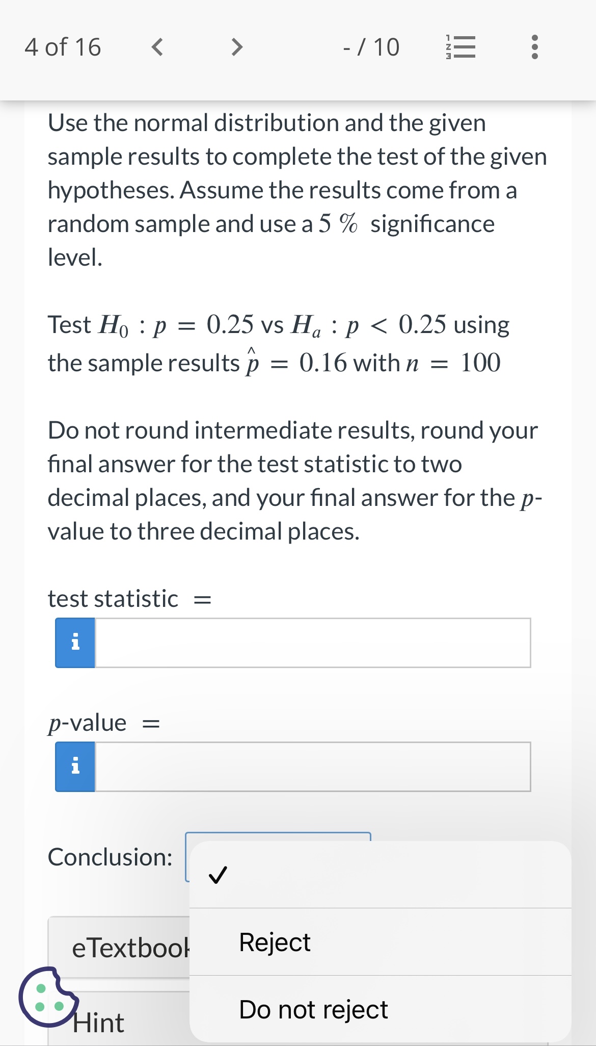 two decimal places. df = standard error = 30f16 -/12 ;= ..-