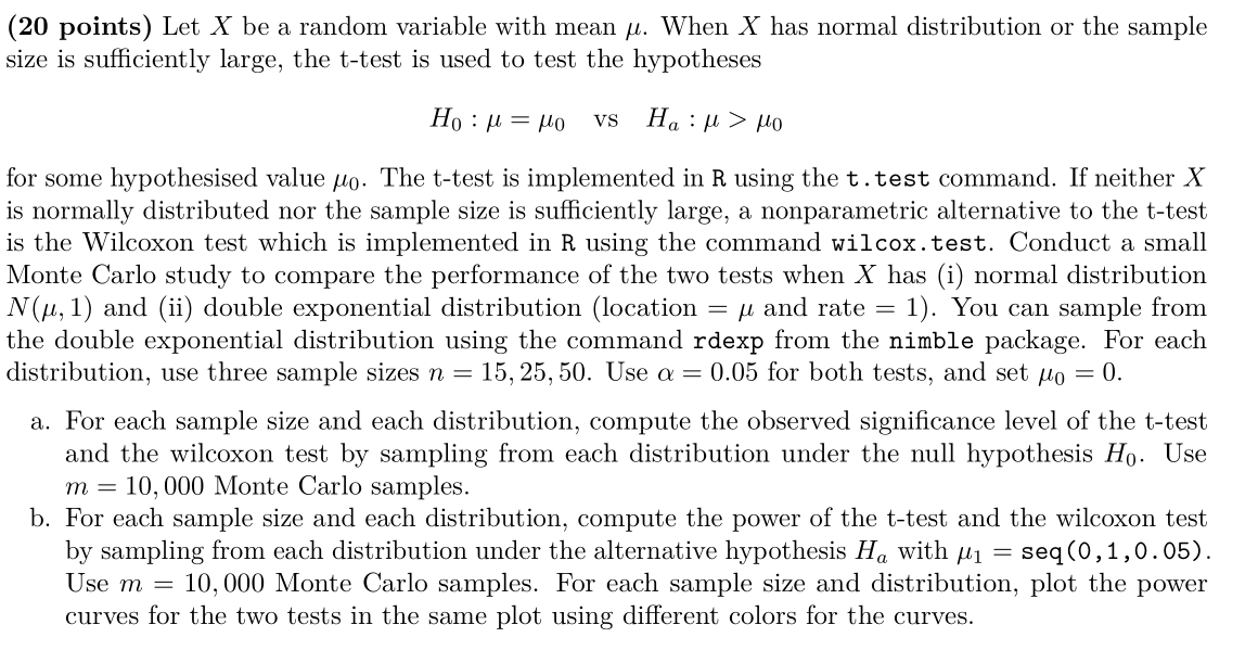 (20 points) Let X be a random variable with mean p. When