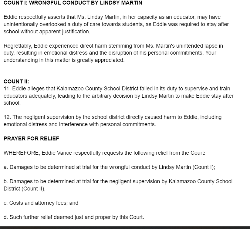 a grievance arising from an incident wherein Eddie was compelled to remain