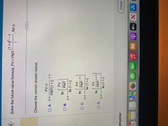 (1 + i)"- 1 Solve the future value formula, FV =