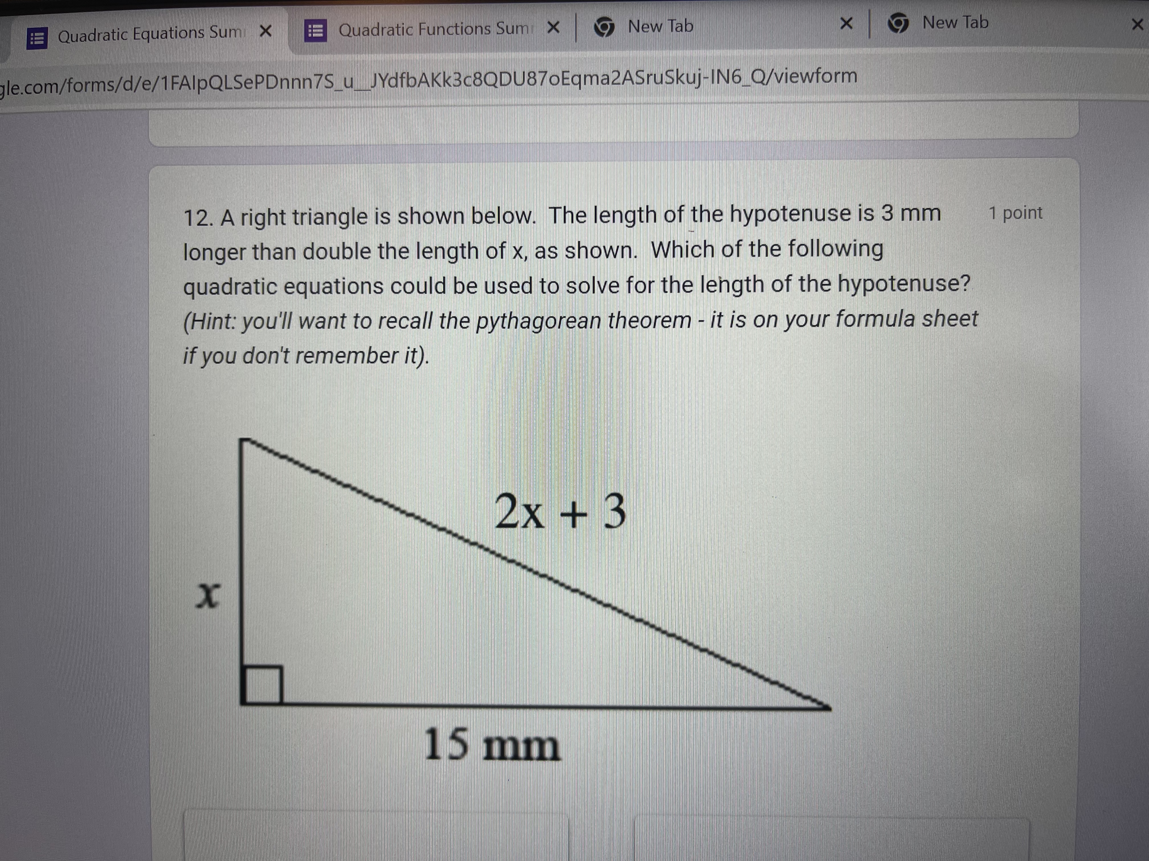 Choose the option that correctly identifies the values of x that solve
