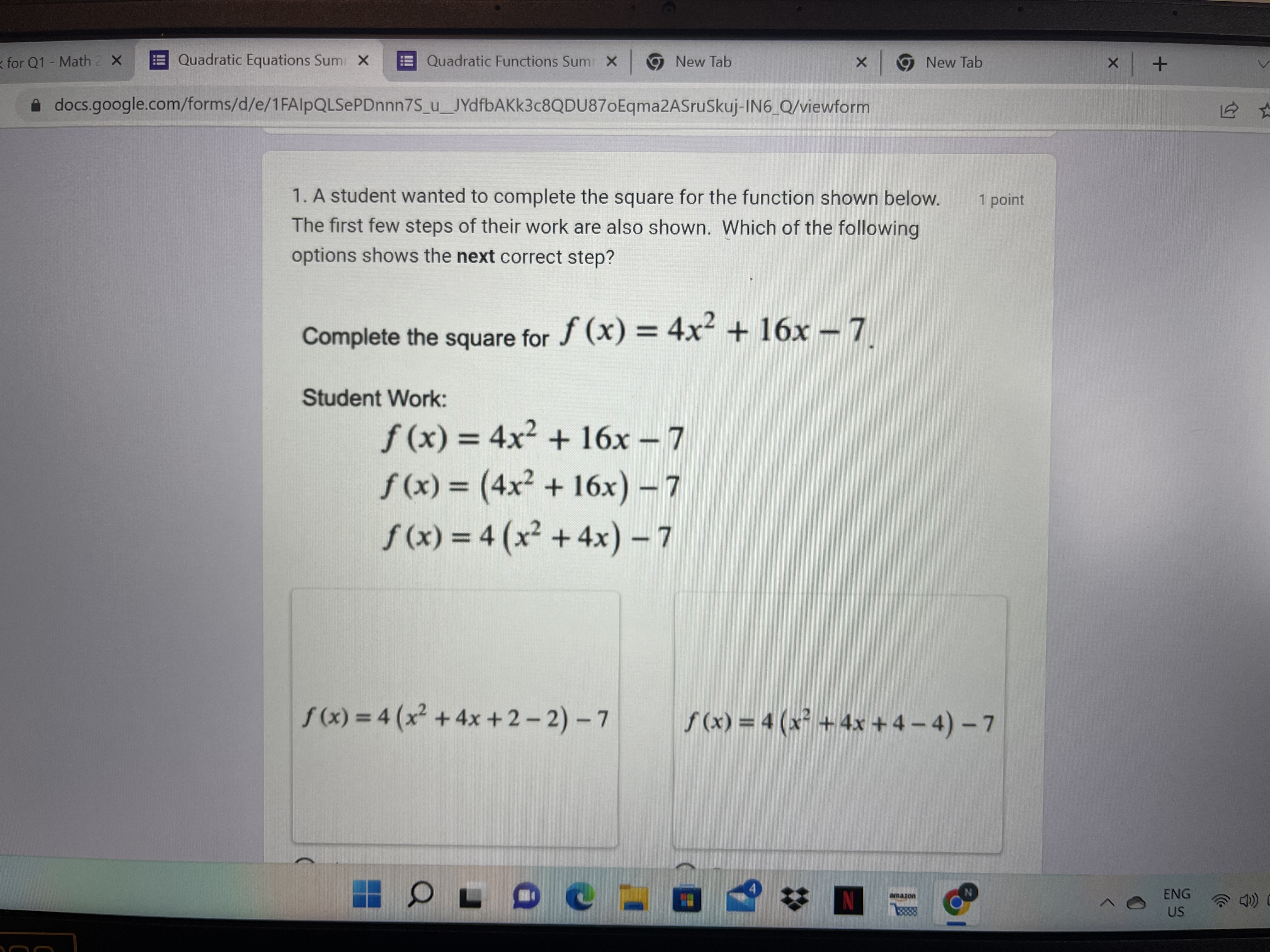 4+ 15 O A . 4+ 21/5 -4+ 21/5docs.google.com/forms/d/e/1FAlpQLSePDnnn7S_u_JYdfbAKk3c8QDU87oEqma2ASruSkuj-IN6_Q/viewform 2. A student