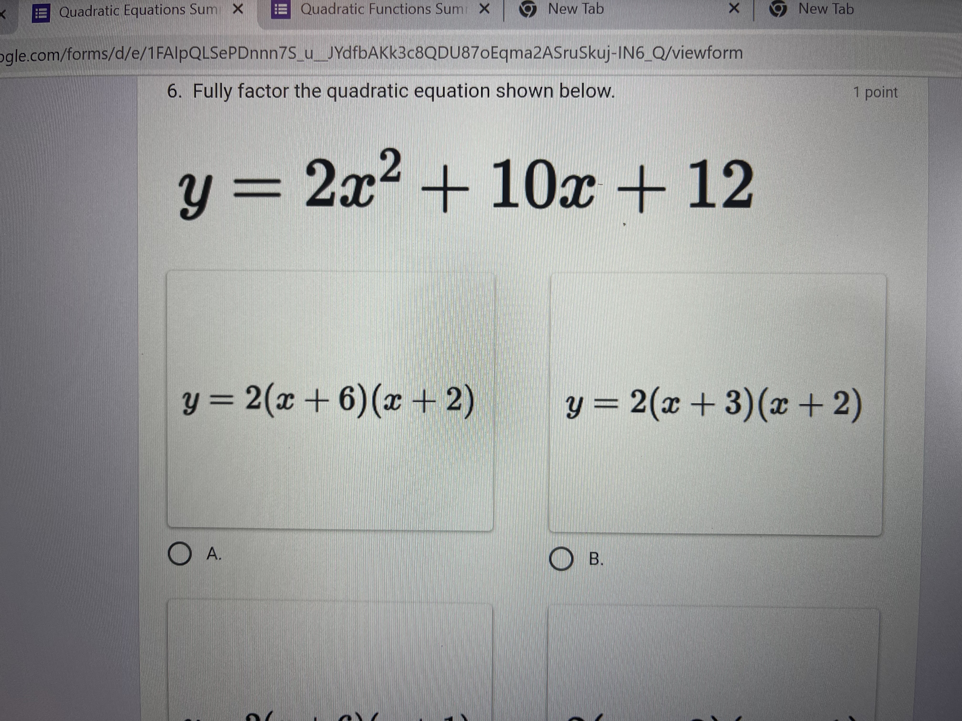 1 Step IV: y = -3(x + 1)2 - 6 Step Step
