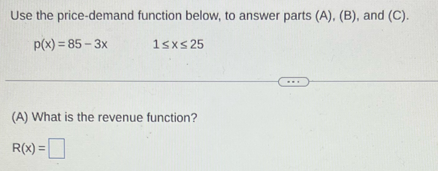(C). p(x) = 85 - 3X 15xs 25 (A) What is the