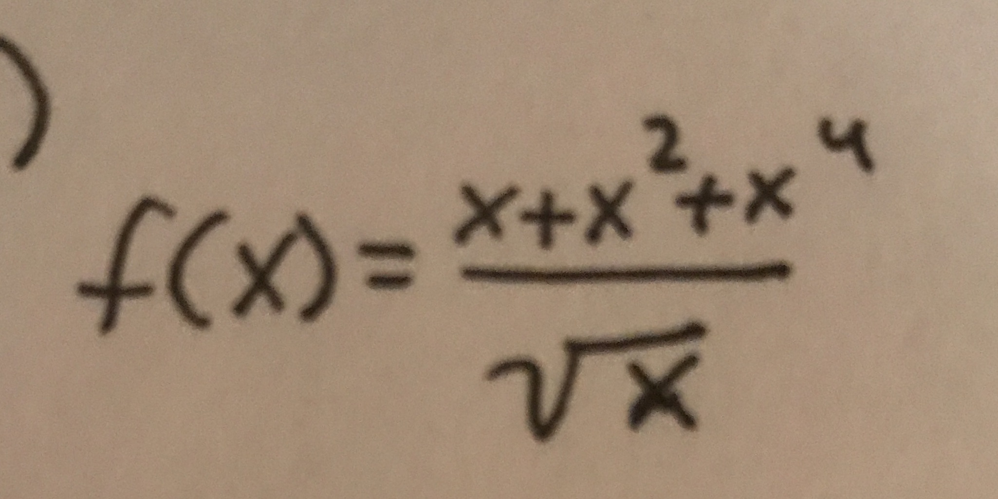 steps when we differentiate. f (X) = +X VX